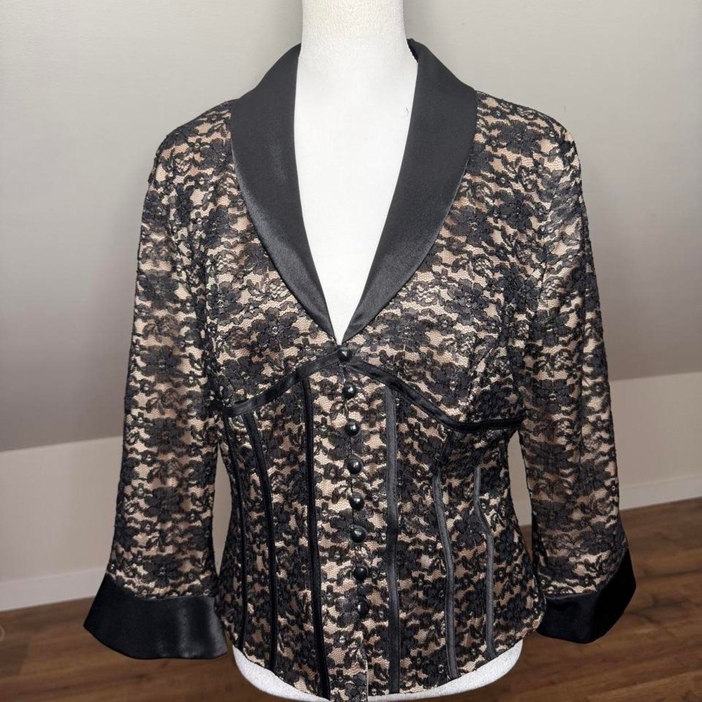 J.R. Nites by Caliendo Vintage Lace Corset Blazer Lingerie-inspired Romantic